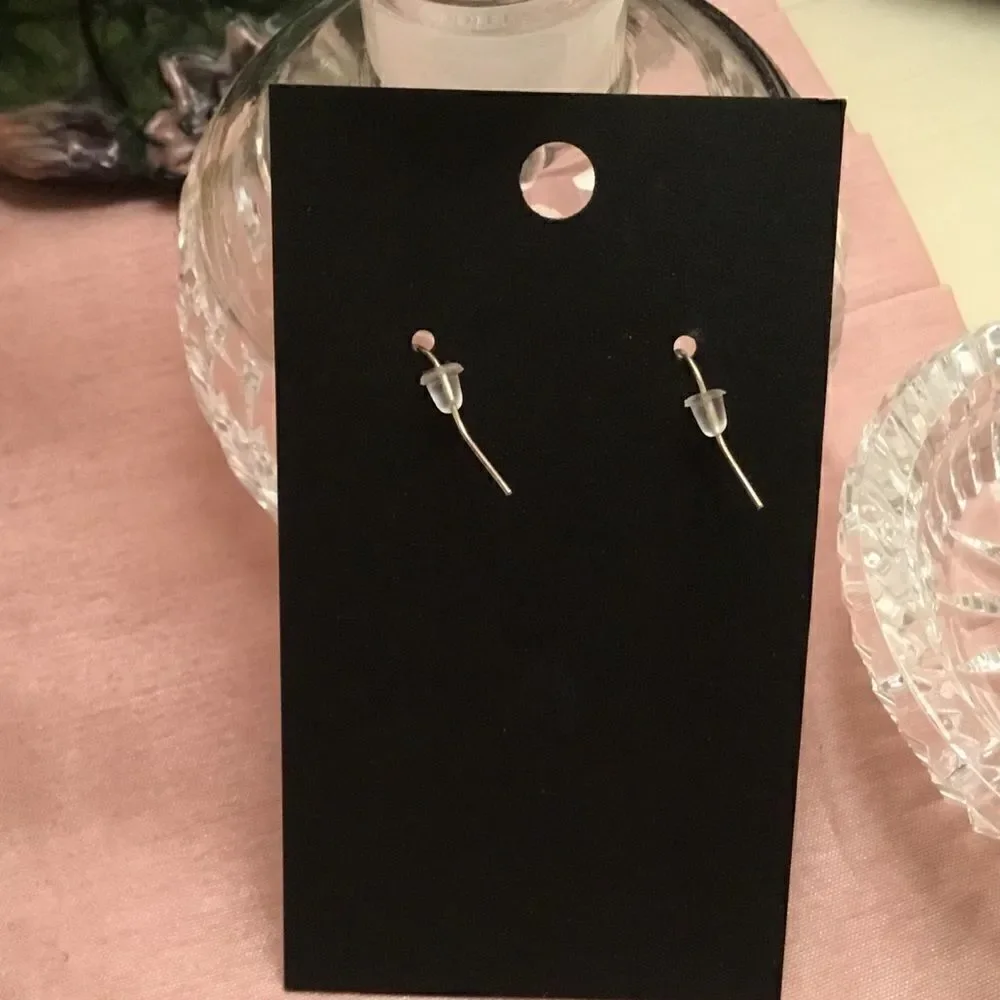 Silvertone Engraved Fishhook Earrings